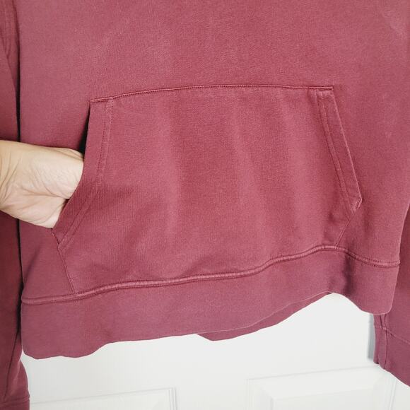 Pact Hoodie Womens Small Red Organic Cotton V Neck Cropped Kangaroo Pocket - Picture 4 of 10